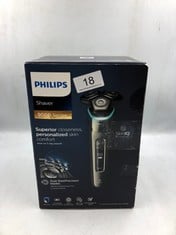 PHILIPS SHAVER SERIES 9000, WET AND DRY ELECTRIC SHAVER, DARK CHROME, WITH LIFT & CUT SHAVING SYSTEM AND SKINIQ TECHNOLOGY, POP-UP TRIMMER, BEARD STYLER, CLEANING POD, CHARGING STAND, MODEL S9987/59.