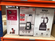 QUANTITY OF KITCHEN & APPLIANCES ITEMS TO INCLUDE NINJA FOOD PROCESSOR WITH 4 AUTOMATIC PROGRAMS; CHOP, PUREE, SLICE, MIX, AND 3 MANUAL SPEEDS, 2.1L BOWL, CHOPPING, SLICING & DOUGH BLADES, 850W, DISH