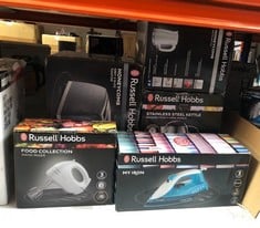 QUANTITY OF KITCHEN & APPLIANCES ITEMS TO INCLUDE RUSSELL HOBBS MY IRON STEAM IRON, CERAMIC SOLEPLATE, 260ML WATER TANK, 120G STEAM SHOT, 28G CONTINUOUS STEAM, SELF-CLEAN FUNCTION, 2M CORD, VERTICAL