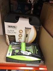 QUANTITY OF PET PRODUCTS ITEMS TO INCLUDE WAHL DOG CLIPPERS, SUPERGROOM PREMIUM DOG GROOMING KIT, FULL COAT DOG CLIPPERS FOR ALL COAT TYPES, LOW NOISE CORDLESS PET CLIPPERS, CHROME, ONE SIZE: LOCATIO