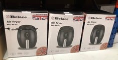 3 X BELACO AIR FRYER, 2L DIGITAL DISPLAY, RAPID AIR CIRCULATION, AIR FRYERS, 60 MIN TIMER, ADJUSTABLE TEMPERATURE, DISHWASHER SAFE BASKET BEL-AF-02: LOCATION - C