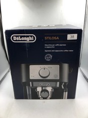 DE'LONGHI MANUAL COFFEE MACHINE STILOSA EC260.GR, 15 BAR PRESSURE, CAPPUCCINO SYSTEM, AUTOMATIC SWITCH-OFF, COMPATIBLE WITH ESE PODS, 2 LEVEL TRAY, CAPACITY 1L, GREEN. RRP £125: LOCATION - TOP 50 TAB