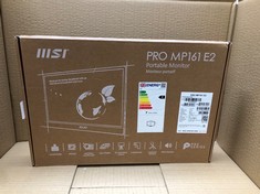 MSI PRO MP161 E2 15.6 INCH FULL HD PORTABLE MONITOR - 1920 X 1080 IPS PANEL, 60HZ, EYE-FRIENDLY SCREEN (PC, LAPTOP, MOBILE), SPEAKERS, ENHANCED CHASSIS & KICKSTAND - MINI-HDMI 2.0B, 2 X USB TYPE-C.: