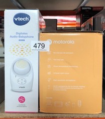 VTECH DM1212 DIGITAL AUDIO BABY MONITOR - DECT TECHNOLOGY, INTERCOM FUNCTION, NOISE LEVEL DISPLAY, TEMPERATURE SENSOR, STARRY SKY NIGHT LIGHT & MORE - WITH PARENT AND BABY UNIT +MOTOROLA VIDEO BABY M