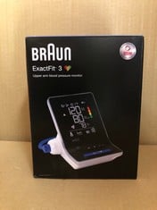 BRAUN EXACTFIT 3 UPPER ARM BLOOD PRESSURE MONITOR - CLINICALLY VALIDATED ACCURACY - COLOUR-CODED INDICATOR - 2 CUFF SIZES - FOR HOME USE - BUA 6150.: LOCATION - E