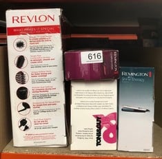 QUANTITY OF HEALTH & BEAUTY ITEMS TO INCLUDE REVLON ONE-STEP HAIR DRYER AND VOLUMIZER MID TO SHORT HAIR (ONE-STEP, 2-IN-1 STYLING TOOL, IONIC AND CERAMIC TECHNOLOGY, SMALLER OVAL DESIGN, MULTIPLE HEA