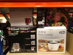 QUANTITY OF KITCHEN & APPLIANCES ITEMS TO INCLUDE RUSSELL HOBBS FOOD COLLECTION ELECTRIC HAND MIXER WITH 6 SPEEDS, EASY RELEASE BUTTON, FINGERTIP SPEED CONTROL, CHROME BEATERS, WRAP AROUND CORD STORA