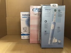 QUANTITY OF HEALTH & BEAUTY ITEMS TO INCLUDE ORAL-B VITALITY PRO ELECTRIC TOOTHBRUSHES ADULTS, 1 HANDLE, 2 TOOTHBRUSH HEADS, 3 BRUSHING MODES INCLUDING SENSITIVE PLUS, 2 PIN UK PLUG, BLUE: LOCATION -