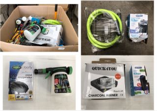 QUANTITY OF ASSORTED GARDEN ITEMS TO INCLUDE BLAGDON POND OXYGENATOR KIT: LOCATION - REAR TABLES(COLLECTION OR OPTIONAL DELIVERY AVAILABLE)