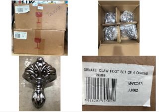 2 X SET OF 4 ORNATE CLAW FOOT CHROME: LOCATION - REAR TABLES(COLLECTION OR OPTIONAL DELIVERY AVAILABLE)