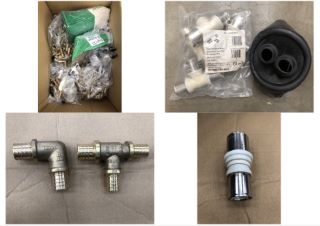 QUANTITY OF ASSORTED METAL FIXINGS TO INCLUDE BRASS PIPE FITTINGS: LOCATION - REAR TABLES(COLLECTION OR OPTIONAL DELIVERY AVAILABLE)