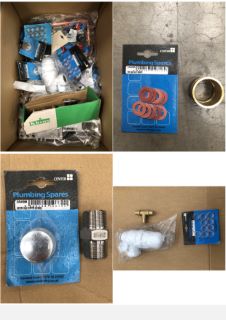 QUANTITY OF ASSORTED METAL FIXINGS TO INCLUDE BRASS PIPE FITTINGS: LOCATION - REAR TABLES(COLLECTION OR OPTIONAL DELIVERY AVAILABLE)