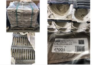 PALLET OF RAIN DRAIN CHANNEL & CAST IRON GRATING 100MM: LOCATION - SR21(COLLECTION OR OPTIONAL DELIVERY AVAILABLE)