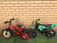 PEDAL PALS RACER KIDS BIKE, SMALL FRAME, 14” WHEELS, SINGLE SPEED + KIDS MOTO 22 BIKE, SMALL FRAME, 12.5” WHEELS, SINGLE SPEED. : LOCATION - MIDDLE FLOOR(COLLECTION OR OPTIONAL DELIVERY AVAILABLE)