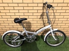 SAXON FOLD UP, FOLDING BIKE, COLLAPSIBLE FRAME AND BARS & PEDALS, , 20” WHEELS, 6 SPEED SHIMANO REVOSHIFT GEARS: LOCATION - MIDDLE FLOOR(COLLECTION OR OPTIONAL DELIVERY AVAILABLE)