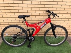 TRAX TSF1 DUAL SUSPENSION MOUNTAIN BIKE, 18” FRAME, 26” WHEELS, 18 SPEED MICROSHIFT GEARS: LOCATION - MIDDLE FLOOR(COLLECTION OR OPTIONAL DELIVERY AVAILABLE)