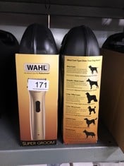 2 X WAHL DOG CLIPPERS, SUPERGROOM PREMIUM DOG GROOMING KIT, FULL COAT DOG CLIPPERS FOR ALL COAT TYPES, LOW NOISE CORDLESS PET CLIPPERS, CHROME, ONE SIZE: LOCATION - A