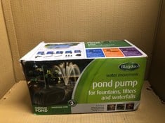 BLAGDON MIDIPOND HIGH PERFORMANCE POND PUMP TO RUN FOUNTAINS, WATERFALLS & FILTERS, 5 FOUNTAIN HEADS, ADJUSTABLE EXTENSION PIPES, FITTINGS INCLUDED, EASY CLEAN, FOR PONDS UP TO 3582 LITRES, BLACK.: L