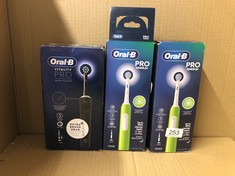 QUANTITY OF HEALTH & BEAUTY ITEMS TO INCLUDE ORAL-B PRO JUNIOR KIDS ELECTRIC TOOTHBRUSH, 1 TOOTHBRUSH HEAD, 3 MODES WITH KID-FRIENDLY SENSITIVE MODE, FOR AGES 6+, 2 PIN UK PLUG, GREEN: LOCATION - B