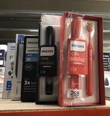 QUANTITY OF HEALTH & BEAUTY ITEMS TO INCLUDE PHILIPS ONE BATTERY TOOTHBRUSH - ELECTRIC TOOTHBRUSH IN MIAMI CORAL (MODEL HY1100/01): LOCATION - B