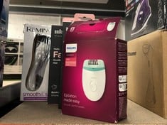 QUANTITY OF HEALTH & BEAUTY ITEMS TO INCLUDE PHILIPS SATINELLE ESSENTIAL EPILATOR, CORDED, COMPACT HAIR REMOVAL, BRE224/00 WHITE & GREEN: LOCATION - C