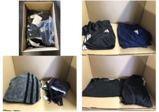 QUANTITY OF CLOTHING & APPAREL ITEMS TO INCLUDE ADIDAS MEN'S TABELA 23 JSY T-SHIRT, BLACK/WHITE, M: LOCATION - E