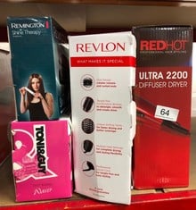 QUANTITY OF HEALTH & BEAUTY ITEMS TO INCLUDE REVLON ONE-STEP HAIR DRYER AND VOLUMISER FOR MID TO LONG HAIR (ONE-STEP, 2-IN-1 STYLING TOOL, IONIC AND CERAMIC TECHNOLOGY, UNIQUE OVAL DESIGN) RVDR5222: