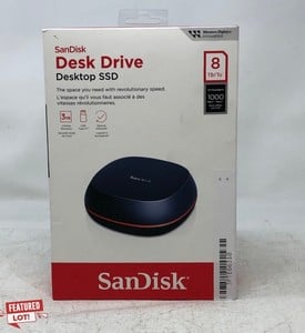 SANDISK DESK DRIVE SSD 8TB, AUTOMATIC BACKUPS, SSD SPEED'S UP TO 1000MB/S EXTERNAL STORAGE (RRP - £660).: LOCATION - A