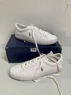 RALPH LAUREN POLO LONGWOOD-SK-VLC WHITE SHOES - SIZE: 9 -RRP.£ 76