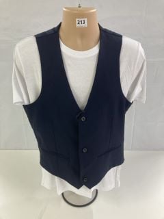 JOHN LEWIS S100 BIRDSEYE REGULAR FIT WAISTCOAT - NAVY - SIZE: 38R- RRP.£80 (WAISTCOAT ONLY (682855)