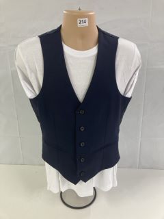 JOHN LEWIS S100 BIRDSEYE REGULAR FIT WAISTCOAT - NAVY - SIZE: 36R- RRP.£80 (WAISTCOAT ONLY (682855)