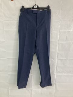 JOHN LEWIS S100 BIRDSEYE REGULAR FIT SUIT TROUSERS - BLUE - SIZE: 40L- RRP.£90 (682855)