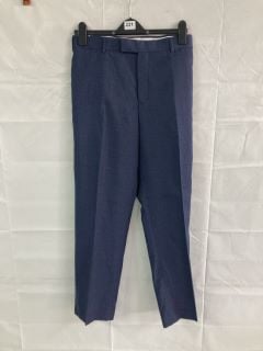 JOHN LEWIS S100 BIRDSEYE REGULAR FIT SUIT TROUSERS - BLUE - SIZE: 40S - RRP.£90 (682855)