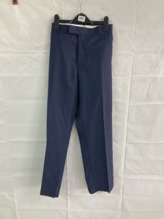 JOHN LEWIS S100 BIRDSEYE REGULAR FIT SUIT TROUSERS - BLUE - SIZE: 40S - RRP.£90 (682855)