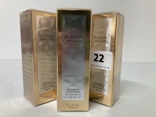 3 X ESTEE LAUDER RE-NUTRIV ULTRA RADIANCE LIQUID MAKEUP SPF20 (SEALED) - TOTAL RRP £315 (611302)