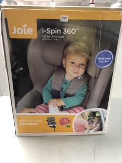 JOIE I - SPIN 360 I - SIZE CHILD CAR SEAT MAX WEIGHT - 19KG - COLOUR COAL (RRP - £250.00)