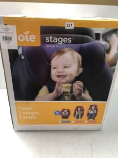 JOIE STAGES CHILD CAR SEAT GROUP (0+/1/2) - COAL (RRP.£160)