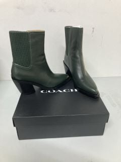 COACH PRESTYN  GREEN LEATHER BOOTS - SIZE: 6 - RRP.£149 (682537)