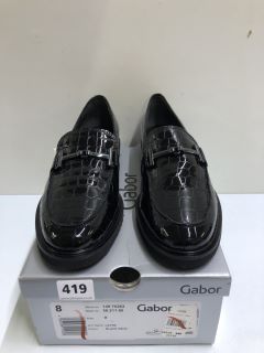 GABOR LAYNE BLACK CROC SHOES - SIZE 8 (681751)