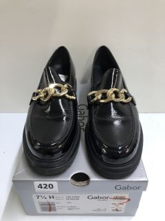 GABOR FLORIDA WIDE BLACK PTNT SHOES - SIZE 7.5 (681751)