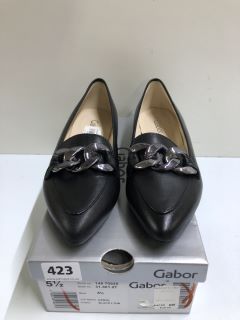 GABOR CAROL BLACK LEATHER SHOES - SIZE 5.5 (681751)