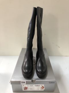 GABOR ULE M MED BLACK LEATHER BOOTS - SIZE 7 (681370)