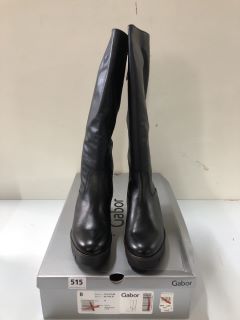 GABOR ULE M MED BLACK LEATHER BOOTS - SIZE 8 (681370)