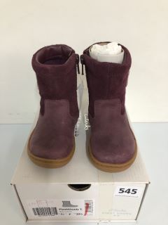 CLARKS FLASH CLOUDY T BERRY LEATHER CHILDREN'S BOOTS - SIZE 4.5 (611302)