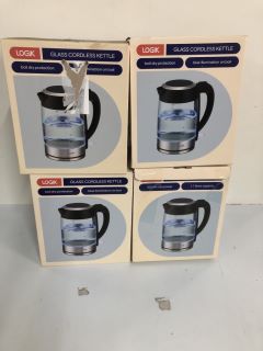 4 X LOGIK GLASS CORDLESS KETTLES