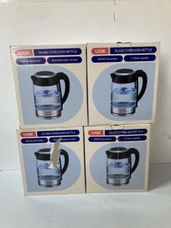 4 X LOGIK GLASS CORDLESS KETTLES