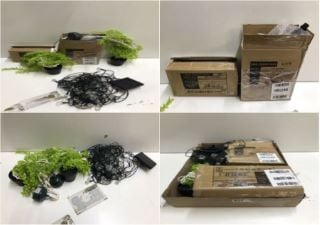 BOX OF ITEMS TO INC FAKE PLANTS & OUTDOOR LIGHTS