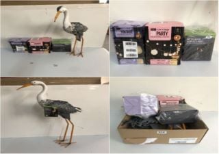 BOX OF ITEMS TO INC METAL SILHOUETTE HERON