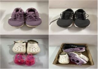 BOX OF ITEMS TO INC CLASSIC CROCS - SIZE 9