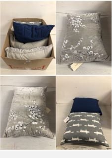 BOX OF CUSHIONS IN VARIOUS SIZES AND DESIGNS (CAGE NUMBER 712668)